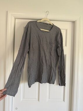 Vince Black and White Striped Crew Neck Tee